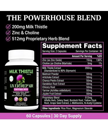 THIS LITTLE HOUSE OF MINE Milk Thistle Liver Support Fortified with Dandelion Beet Root Artichoke Zinc Choline (200mg Milk Thistle) - Buy Online on GoSupps.com