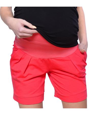 Mija - Maternity Shorts Pants Trousers with Over Bump Panel 1047 XL Red