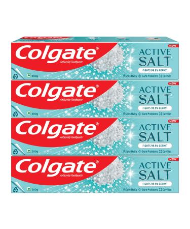 Colgate Active Salt Toothpaste Daily Germ Protection Combo Pack of 800g (Buy 3 Get 1 Free) with Salt and Mint Healthy Gums & Teeth Tooth Paste That Fights Germs & Provides Fresh Breath