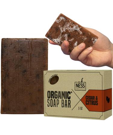 Ness Mens Soap Bar - Cedar & Citrus Scent  Natural Soap For Men With Organic Ingredients  Mens Bar Soap With Essential Oils  Moisturizing Bar Soap For Men  Handmade In The USA  Cruelty Free  Vegan Cedar & Citrus 5 Ounce ...