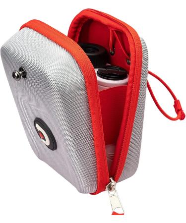 ACHIX Golf Rangefinder Hard Shell Case Compatible with Bushnell/Callaway, Universal Range Finder Carry Bag with Carabiner Belt Clip Silver-Red edge
