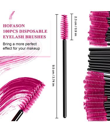 HOFASON 100PCS Disposable Eyelash Mascara Brushes | Eyebrow Brush Spoolies for Lash Extension & Makeup | Rose Color - Buy Online on GoSupps.com