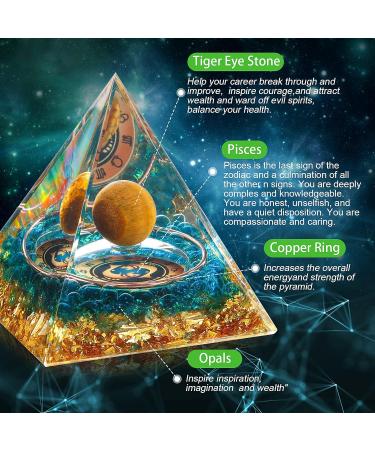 HuiJuKeJi Pisces Orgonite Pyramid - Constellation Gift with Tiger Eye Stone Crystal | Astrology Energy Healing Chakra Meditation 6cm - Buy Online on GoSupps.com