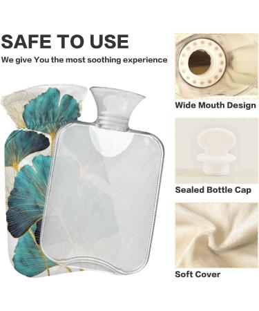 NAANLE Hot Water Bottle with Cover - Ginkgo Leaf Design | 1L Heat Bottle for Back Pain Relief & Cold Therapy | Hand & Foot Warmer - Buy Online on GoSupps.com