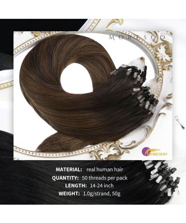 Shop Moresoo Microring Extensions | Real Hair #2/6/2 - Darkest Brown to Lightest Brown 50cm - Buy Online on GoSupps.com