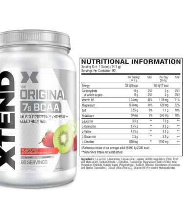 XTEND Original BCAA Powder Strawberry Kiwi Splash - 90 Servings | BCAAs + Electrolytes Muscle Recovery Supplement - Buy Online on GoSupps.com