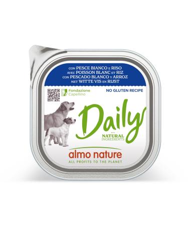 Almo Nature Daily Dog - Wet Food for Dogs with White Fish and Rice - P t for Adult Dogs: 9 trays of 300g