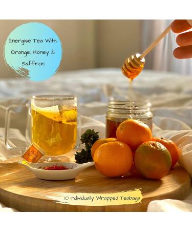 Honey & Orange Herbal Tea Bags with Greek Saffron | Luxury Herbal Tea | Energizing Premium Quality Boost Tea | Ethically Sourced Immunity Tea | Caffeine & Gluten free | 10 Tea Bags | Krocus Kozanis - Buy Online on GoSupps.com