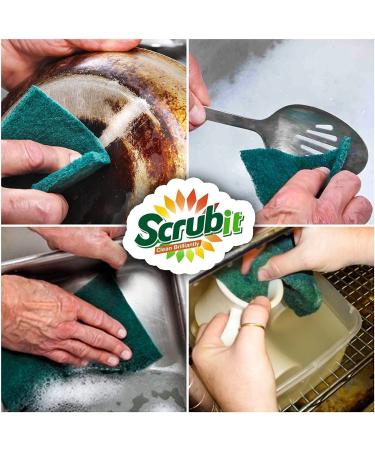 Non-Scratch Heavy Duty Scouring Pads - 12 Pack Green Scrubbing Pads for Household Cleaning - Reusable and Anti-Grease Technology - Buy Online on GoSupps.com