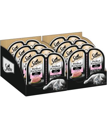 Sheba Perfect Portions - Finest wet cat food in a bowl - fine pate with salmon - 32 x 75g salmon 2.4 kg (1 pack)