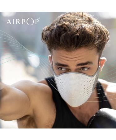 Airpop Active Reusable Face Mask 5-Layer Filter Face Coverings for Sports Contoured Fit Folding Adjustable Face Mask Adult Face Masks for Pollutant Protection Grey/White - Buy Online on GoSupps.com