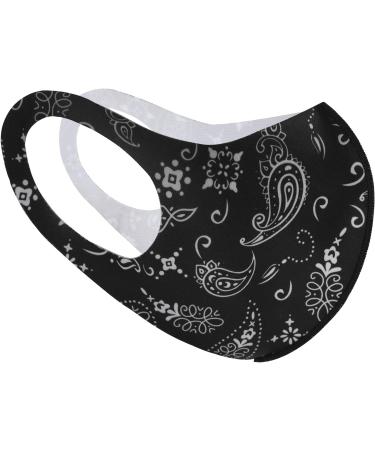 Komonee Paisley Face Mask - Washable & Reusable Cloth Mouth Cover for Men & Women - Dustproof & Breathable - Indoor/Outdoor Cycling, Skiing Protection - Pack of 5 (Black) - Buy Online on GoSupps.com