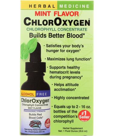Herbs Etc. ChlorOxygen Chlorophyll Concentrate Alcohol Free Mint Flavored 1 fl oz (29.5 ml) - Buy Online on GoSupps.com