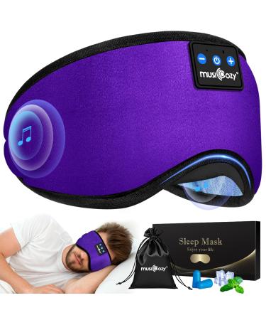 Sleep Headphones Bluetooth Eye Mask Ultra-Soft Bluetooth Sleep Mask with Headphones for Sleeping Comfy Sleeping Eye Cover with 14 Hrs Playtime for Side Sleepers/Nap/Travel Tech Gadgets for Men Women Violet
