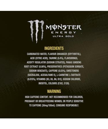 Monster Ultra Gold Energy Drink 4-Pack - Pineapple Flavor 500ml x 4 - Buy Online on GoSupps.com