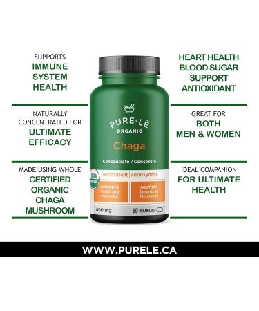USDA Organic Chaga Mushroom Concentrate 60 Organicaps - Organic New Immune Health Support Supplement - Works Better than tablets Liquids or Teas - All Natural Plant Extract with No Side Effects - Ultra Premium Supplement - No Binders Nothing Artificial - Buy Online on GoSupps.com