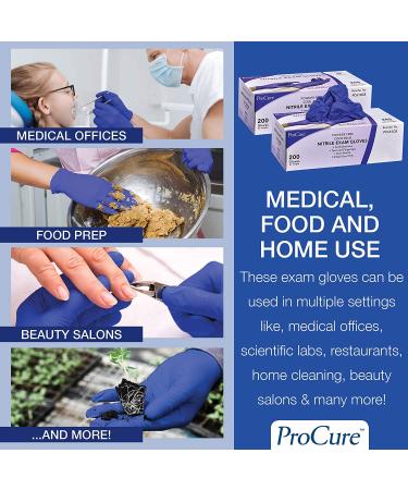 ProCure Disposable Nitrile Gloves - Latex Free, Powder Free, Large Size - 200 Medical Exam Gloves - Buy Online on GoSupps.com