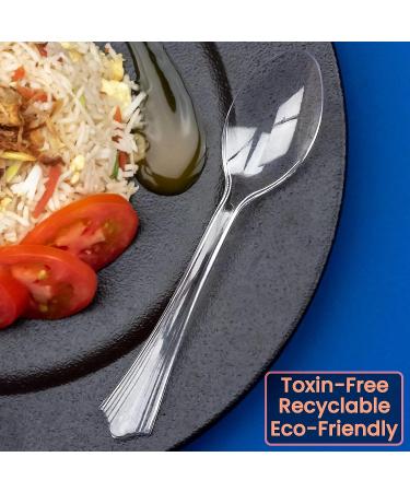Lonezo 150 Count Clear Plastic Disposable Spoons - Eco-Friendly, Shatter Resistant, Heavy Duty Cutlery - Buy Online on GoSupps.com