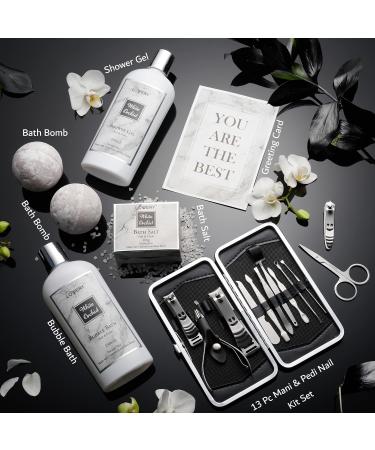 Spa Gifts for Women | White Orchid Bath & Body Gift Set | Self Care Spa Kit with Nail Kit Bath Bombs & More | Perfect Gifts for Mom Girlfriend & Special Occasions - Buy Online on GoSupps.com
