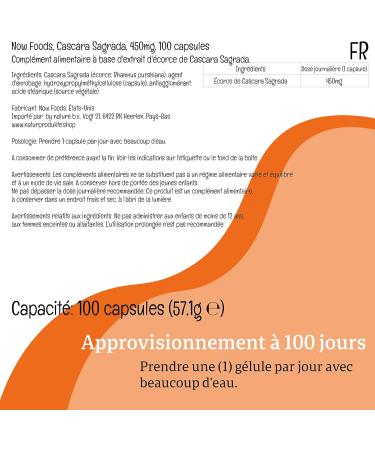 Now Foods Cascara Sagrada 450mg 100 Vegan Capsules Lab Tested Vegan Gluten Free Soy Free Vegetarian - Buy Online on GoSupps.com