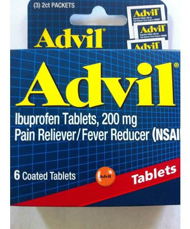 Advil Ibuprofen Tablets 200 mg Pain Reliever/Fever Reducer (NSAID) 6 Coated Tablets