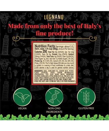 Legnano Green Pesto Alla Genovese - Authentic Italian Basil Vegan Pesto | Gluten-Free Sauce from Tuscany | 2-Pack 6.5 oz Jars - Buy Online on GoSupps.com
