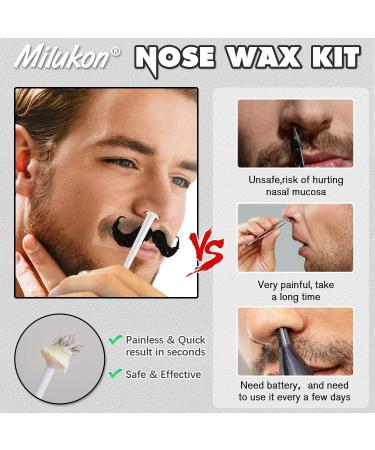 Nose Hair Wax Kit for Men & Women | 100g Wax 20 Applicators 10 Containers & Stencils - Safe & Quick Hair Removal - Buy Online on GoSupps.com