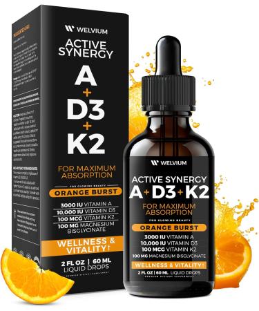 WELVIUM Liquid Vitamin D3 K2 Magnesium Liposomal Drops with 10000 IU Cholecalciferol MK7 Vitamin A Calcium MCT Oil Organic Sunflower Lecithin for Immune Bone Skin ADK Supplement - 2 Pack - Buy Online on GoSupps.com