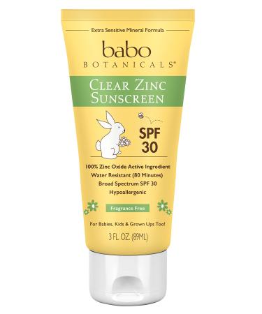 Babo Botanicals SPF 30 Clear Zinc Lotion  Fragrance Free  3 Ounce
