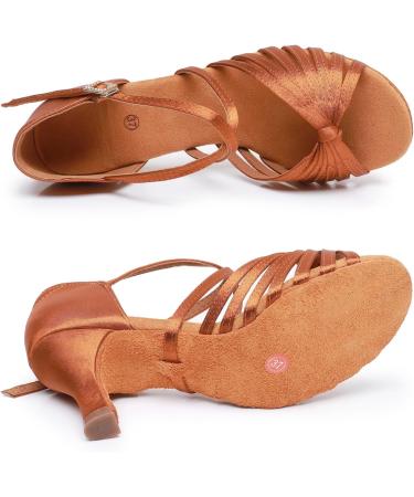 Rosefinch Latin Dance Shoes for Women - Salsa & Ballroom Performance | Professional Practice | Sizes 34-41 EU | Brown 7cm Heel - Buy Online on GoSupps.com