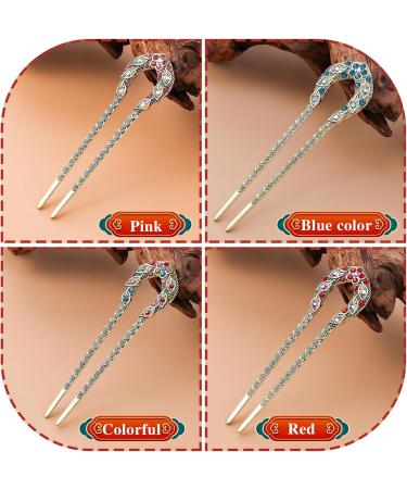 COMNICO 4 Pieces Hair Pins Metal U-Shaped Hair Forks Vintage Updo Hair Sticks with Rhinestone 2 Prong Bun French Hairpins Hairstyle Chignon Accessories for Women Girls Fine Thick & Long Hair Styling - Buy Online on GoSupps.com