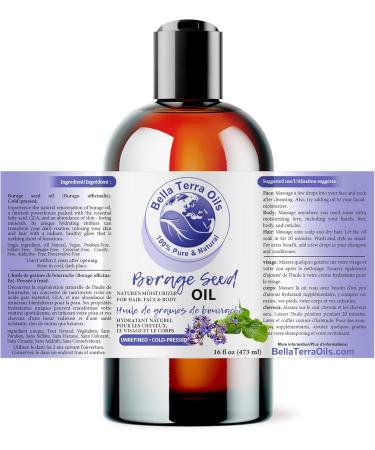 Bella Terra Oils Borage Seed Oil. 473ml. 100% Pure. Cold-pressed. Unrefined. PA-free. Hexane-free. Rich in GLA. Natural Moisturizer for Skin Hair. 473 ml (Pack of 1) - Buy Online on GoSupps.com