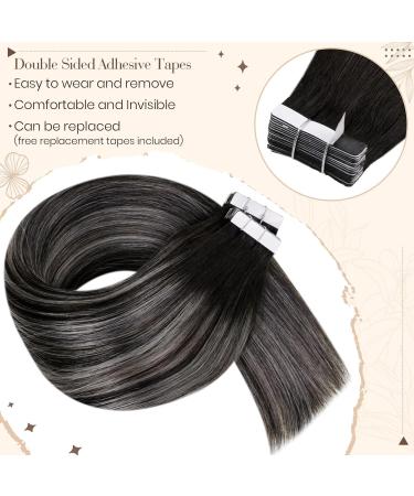 Buy Hetto Tape In Extensions - Real Hair Balayage & Black Silver Recovery Tape - 30cm 40g - Buy Online on GoSupps.com