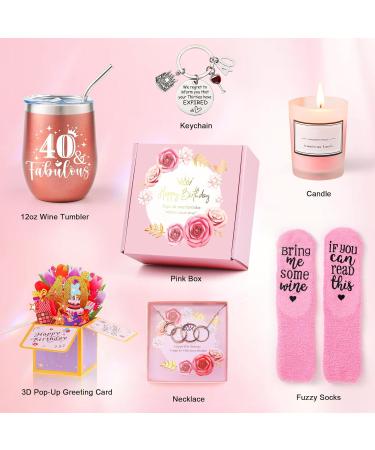 Yolidas 40th Birthday Gifts for Women Birthday Gifts for Her Gift Baskets Ideas for Her Mom Sister Female Friends Coworker Wife Girlfriend Daughter Unique Gifts for Women Pink-40th - Buy Online on GoSupps.com