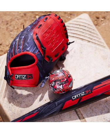 Ortiz34 Homerun Kids Tee Ball Set - 3-in-1 Aluminum Baseball Bat & Youth Glove Bundle by David Ortiz - Red - Buy Online on GoSupps.com