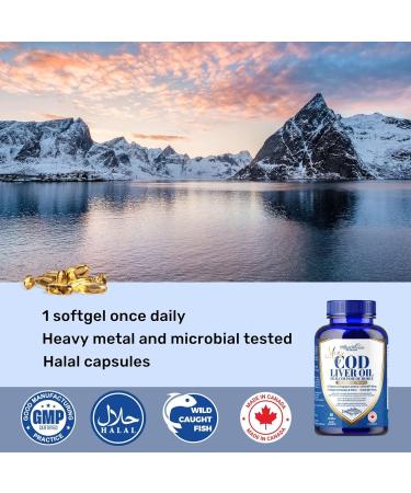 MapleMarine Nutrition Maris Halal Cod Liver Oil 1000 mg with DHA EPA Vitamin A Vitamin D 60 softgels - Buy Online on GoSupps.com