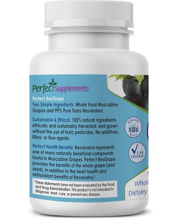 Perfect Supplements Perfect ResGrape Resveratrol 60 Veggie Capsules Trans-Resveratrol & Organic Muscadine Grape 1 - Buy Online on GoSupps.com
