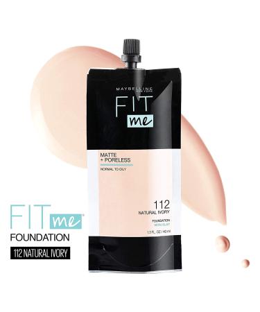 Maybelline Fit Me Matte + Poreless Liquid Foundation 112 Natural Ivory - 1.3oz Pouch Format - Buy Online on GoSupps.com