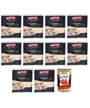 Roberto Gourmet Piadina Spessa Piadina 350 g Pack of 10 Each Pack Contains 3 Envelopes + Polpa di Pomodoro 400 g