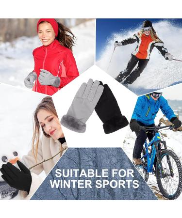 Women's Waterproof Touchscreen Ski Gloves - 2 Pairs | Winter Snowboarding Gloves in Black Gray - Buy Online on GoSupps.com