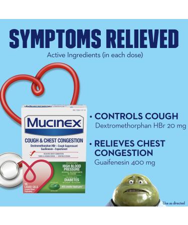 Mucinex Cough & Chest Congestion High Blood Pressure Liquid Gels 16 ct. | Fast Relief - Buy Online on GoSupps.com