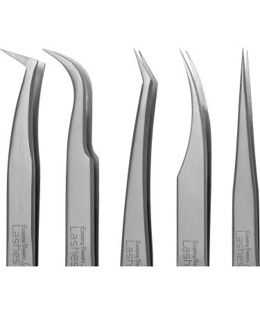 5 PCS Curved Volume Lash Tweezers Set for Eyelash Extension DIY - Stainless Steel Precision Tools for Cluster Application and Removal - Buy Online on GoSupps.com