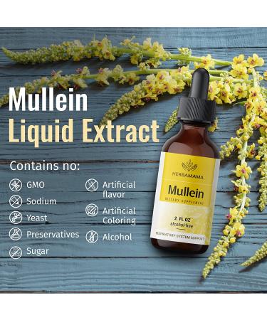 HERBAMAMA Mullein Leaf Liquid Extract 2 fl.oz. - Vegan Supplement for Respiratory Health, Immune Support, Better Sleep, and Natural Pain Relief - Buy Online on GoSupps.com