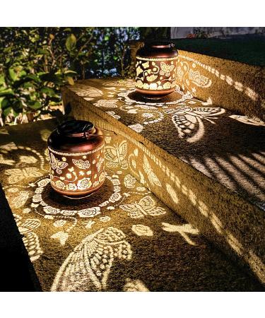 Hummingbird Solar Lanterns Outdoor Waterproof Hanging Solar Lights Hummingbird Gifts for Women Men Metal Bird Decorative LED Lanterns for Yard Patio Lawn Tabletop Pathway Landscape 2 Pack Butterfly Hummingbird