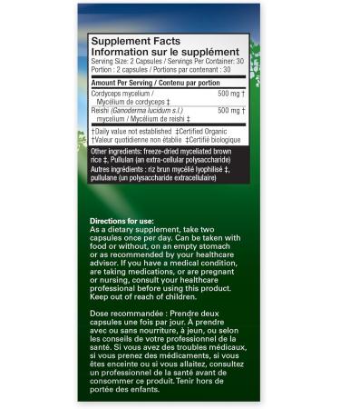 Host Defense Cordychi Reishi & Cordyceps Mushroom Complex Supplement 60 Capsules Immune Booster Support with 55% Polysaccharides & 1000mg Mushroom per Serving - Mushroom Blend Mushroom Supplements Mushroom Complex for Immune System Support 60 count (Pack  - Buy Online on GoSupps.com