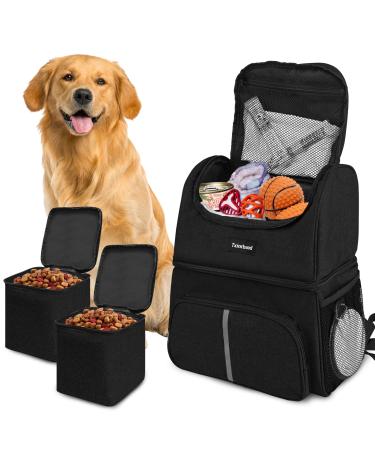 Txinrbaod Dog Travel Bag Dog Backpack for Supplies with Food Container Bag for Hiking Overnight Camping Trip Black