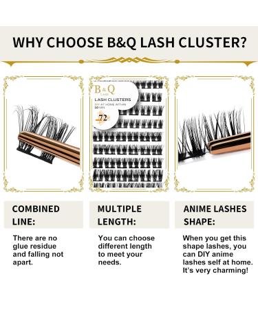 Shop BQ Lash Single Eyelash Clusters - 72 Colored DIY Extensions | B12 B02 B09 Black Lashes D-14mm for At-Home Beauty - Buy Online on GoSupps.com
