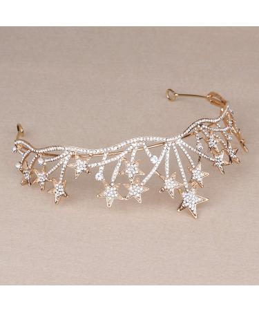 Vofler Star Headband & Golden Tiara - Crystal Hair Jewelry for Women & Girls | Perfect for Weddings Birthdays Halloween & Costume Parties - Buy Online on GoSupps.com