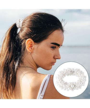 OIIKI Pearl Hair Ties Scrunchies 7pcs - White Weave Elastic Ponytail Holder for Women and Girls - Buy Online on GoSupps.com