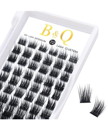 Eyelashes 72 PCs B & Q eyelashes DIY Individual eyelashes for beginners reusable eyelash bushes wispy fluffy single eyelashes for eyelash extensions at home (B21 D-10mm) D-10 mm B 21